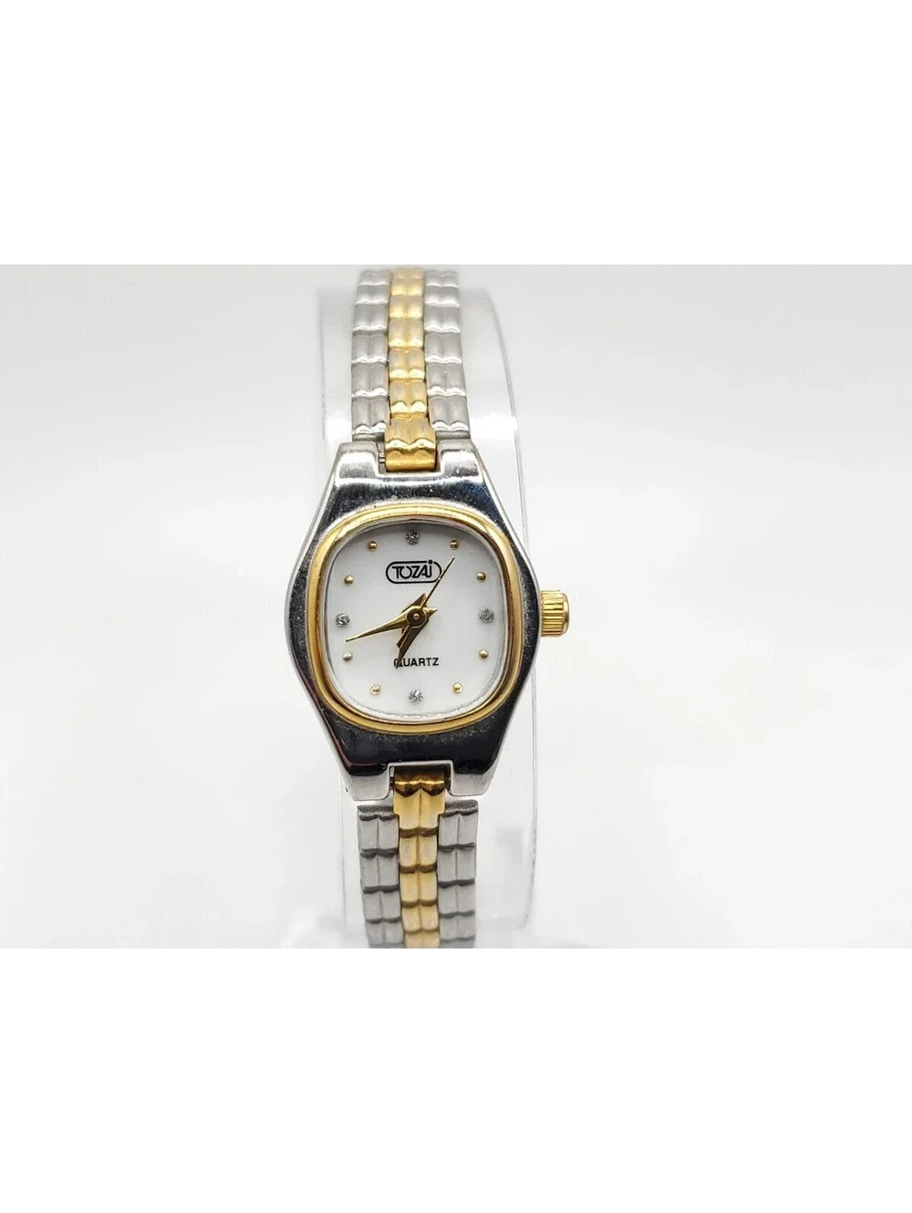 Tozai Quartz Women Watch Two-Tone White Dial Adjustable Band 18mm